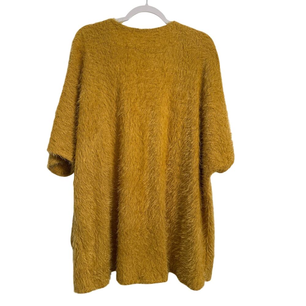 Women's S/M Boho Eyelash Angola Blend Yellow Open Front Cardigan Fall Soft - Picture 2 of 6